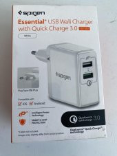 Spigen Essential F207 Qualcomm 3.0 Çift Usb iP Hızlı Şarj Aleti - 30W Hızlı Şarj Cihazı - 5