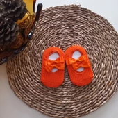 MARS BABY Kız Bebek Turuncu Fiyonklu Babet Çorap - 1