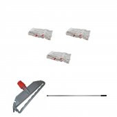 Cod-Ex Geniş Islak Paspas Mop Takımı Seti - 3 Adet Geniş Islak Mop Başlığı  + Metal Sap + Mop Tutucu - 1