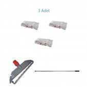 Cod-Ex Geniş Islak Paspas Mop Takımı Seti - 3 Adet Geniş Islak Mop Başlığı  + Metal Sap + Mop Tutucu - 2