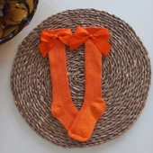 MARS BABY Kız Bebek Turuncu Fiyonklu Dizaltı Çorap - 1