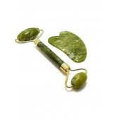Orijinal Yeşim Taşı Çift Taraflı Jade Roller & Gua Sha Yüz ve Vücut Yenileme ve Masaj Seti - 1