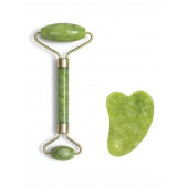 Orijinal Yeşim Taşı Çift Taraflı Jade Roller & Gua Sha Yüz ve Vücut Yenileme ve Masaj Seti - 3