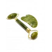 Orijinal Yeşim Taşı Çift Taraflı Jade Roller & Gua Sha Yüz ve Vücut Yenileme ve Masaj Seti - 4