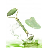 Orijinal Yeşim Taşı Çift Taraflı Jade Roller & Gua Sha Yüz ve Vücut Yenileme ve Masaj Seti - 6