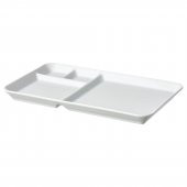 2 Adet Bölmeli Kahvaltı Tabak MeridyenDukkan Beyaz Renk 31x19 cm Feldispat Porselen Sunum-Servis Tabağı - 1