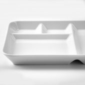 2 Adet Bölmeli Kahvaltı Tabak MeridyenDukkan Beyaz Renk 31x19 cm Feldispat Porselen Sunum-Servis Tabağı - 4