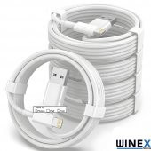 Winex 5 Adet 3A 45W İphone UsbA to Lightning 1m Hızlı Data ve Şarj Kablosu Beyaz - 2