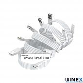 Winex 5 Adet 3A 45W İphone UsbA to Lightning 1m Hızlı Data ve Şarj Kablosu Beyaz - 3