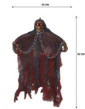 Halloween İskelet Korkuluk Işıklı Sesli 30 Cm Kahverengi - 2