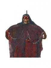 Halloween İskelet Korkuluk Işıklı Sesli 30 Cm Kahverengi - 3