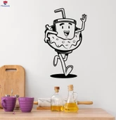 Komik Fincan Kahve Barları Cafe Coffee Donut Çıkartmaları için Duvar Sticker Dekoru - 1