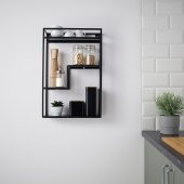 Salon-Mutfak Dekorasyon Duvar Rafı,MeridyenDukkan Antrasit Renk 40x60 cm Sergi-Obje-Kitap Rafı - 3