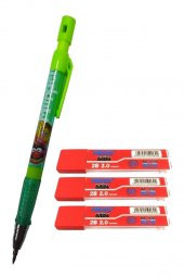 2.0 Mm Kalın Uçlu Versatil Kalem Yeşil Renk 1 Adet ve 2.0 Mm Kalın Uç Kırmızı 3 Adet Kalın Uçlu Mekanik Kalem - 1