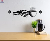 Kahve Barları Duvar Sticker Kahve Dükkanı Logosu İskelet Kafatası El Kahve Çekirdekleri Çıkartmaları - 1