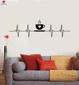 Kahve Barları Duvar Sticker Çay Kahve Saati Fincan Kalp Atışı Cafe İç Çıkartmalar - 1