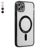 iPhone 12 Pro Max Kılıf Magsafe Özellikli Gold Seri Lazer Silikon Kapak thumbnail 1