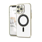 iPhone 13 Pro Kılıf Magsafe Özellikli Gold Seri Lazer Silikon Kapak - 10