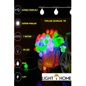 LightHome 50 Led 7 Metre Renkli Solar Güneş Enerjili Bahçe Teras Balkon Ağaç Lambası Aydınlatması - 6