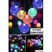 Lighthome Güneş Enerjili 7M 50Led Rgb Çok Renkli Kristal Top Solar Bahçe Aydınlatması Led Lamba - 4