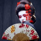 Japon Bambu Kumaş Yelpaze Çanta Boy Stant Hediyeli No.51 - 2