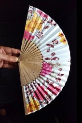 Japon Bambu Kumaş Yelpaze Çanta Boy Stant Hediyeli No.54 - 6