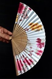 Japon Bambu Kumaş Yelpaze Çanta Boy Stant Hediyeli No.51 - 6
