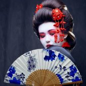 Japon Bambu Kumaş Yelpaze Çanta Boy Stant Hediyeli No.53 - 2