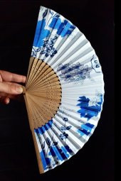 Japon Bambu Kumaş Yelpaze Çanta Boy Stant Hediyeli No.53 - 6