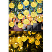 LightHome 50 Led 7 Metre Sarı Güneş Enerjili Led Işık Solar Bahçe Teras Balkon Ağaç Lambası Aydınlatması - 1