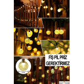 LightHome 50 Led 7 Metre Sarı Güneş Enerjili Led Işık Solar Bahçe Teras Balkon Ağaç Lambası Aydınlatması - 5