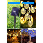 LightHome 50 Led 7 Metre Sarı Güneş Enerjili Led Işık Solar Bahçe Teras Balkon Ağaç Lambası Aydınlatması - 6