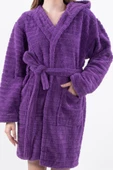 Comfy | Kapşonlu Wellsoft Peluş Bornoz Sabahlık | Robdeşambr Kadın Bornoz - 11