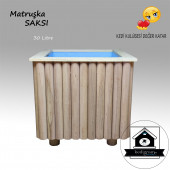 Strafor Yalıtımlı - Matruşka Large 30 Lt - Ahşap Saksı - Dekoratif Özel Işçilik (1 ADET) MATRUŞKA Large thumbnail 1