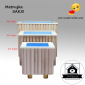 Strafor Yalıtımlı - Matruşka Large 30 Lt - Ahşap Saksı - Dekoratif Özel Işçilik (1 ADET) MATRUŞKA Large thumbnail 3