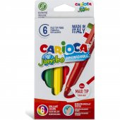 Carioca Jumbo Süper Yıkanabilir Keçeli Boya Kalemi Büyük Boy Jumbo Keçeli Kalem 6 lı - 1