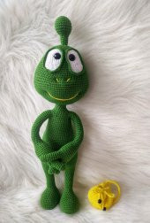 Sevimli Yeşil Uzaylı Amigurumi Organik Oyuncak - 1