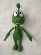 Sevimli Yeşil Uzaylı Amigurumi Organik Oyuncak - 4