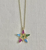 Renkli Taşlı Yıldız Altın Kolye thumbnail 1