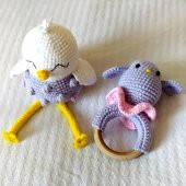 Sevimli Kuş ve Çıngırak Amigurumi Organik Oyuncak - 1