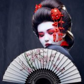 Japon Bambu Kumaş Yelpaze Çanta Boy Stant Hediyeli No.71 - 3