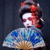 Japon Bambu Kumaş Yelpaze Çanta Boy Stant Hediyeli No.72 - 3