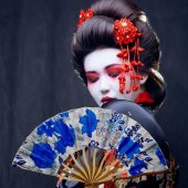 Japon Bambu Kumaş Yelpaze Çanta Boy Stant Hediyeli No.74 - 3