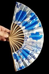 Japon Bambu Kumaş Yelpaze Çanta Boy Stant Hediyeli No.74 - 6