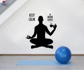 Kahve Barları Duvar Sticker Sakin Ol İçecek Kahve Yoga Odası Lotus Pose Çıkartmaları - 1