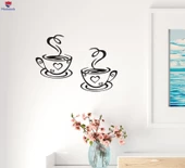 Duvar Sticker Fincan Aşk Mutfak Kahve Kafe İç Mekan Kahve Barları Dekor Siyah 22,5 inç x 15,5 inç - 1