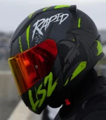 LS2 Rapıd 2 Raven Neon Sarı Kapalı Motosiklet Kaskı Kırmızı Camlı - 1