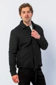 Erkek Regular Fit Çıt Çıtlı Gömlek Yaka Cepli Kışlık Astarlı Kaşe Mont - 6