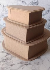 Hobi Adn 90201 Kalp Kutu Set 3'lü Ahşap HAM MDF Kutuda Sevk El Yapım - 9