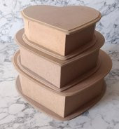 Hobi Adn 90201 Kalp Kutu Set 3'lü Ahşap HAM MDF Kutuda Sevk El Yapım - 10